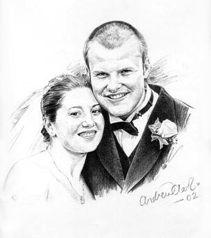 Graphite drawing of married couple
